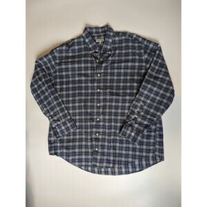 Peter Millar XXL Blue Green Plaid Long Sleeve Button Down Shirt Cotton Blend